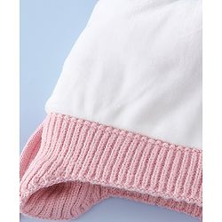 Babyhug Woollen Cap with Pom Pom & Ear with Bow Design Pink - Diameter 18.5 cm