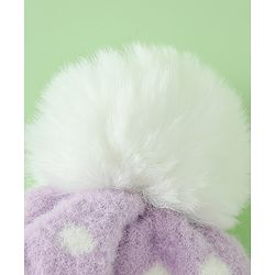 Babyhug Woollen Cap with Polka Dots & Pom Pom in Purple - Diameter 17 cm