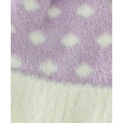 Babyhug Woollen Cap with Polka Dots & Pom Pom in Purple - Diameter 17 cm