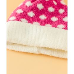 Babyhug Woollen Cap with Polka Dots & Pom Pom in Purple - Diameter 17 cm
