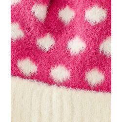 Babyhug Woollen Cap with Polka Dots & Pom Pom in Purple - Diameter 17 cm