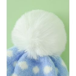 Babyhug Woollen Cap with Polka Dots & Pom Pom in Purple - Diameter 17 cm