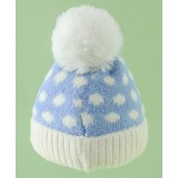 Babyhug Woollen Cap with Polka Dots & Pom Pom in Purple - Diameter 17 cm