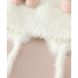 Babyhug Woollen Cap with Knot & Bow Applique White - Diameter 16.5 cm
