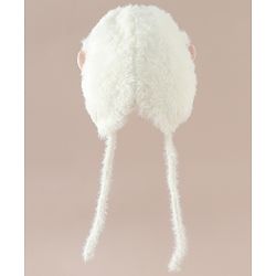 Babyhug Woollen Cap with Knot & Bow Applique White - Diameter 16.5 cm
