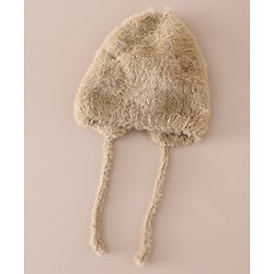 Babyhug Woollen Cap with Knot & Bow Applique White - Diameter 16.5 cm