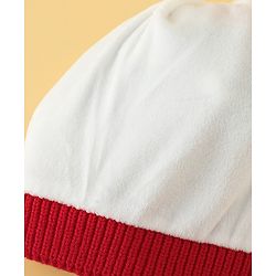 Babyhug Woollen Cap with Heart Print & Pom Pom in Red - Diameter 16.5 cm