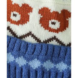 Babyhug Viscose Woollen Cap with Knot, Ear & Pom Pom and Bear Design Khaki - Diameter 20 cm