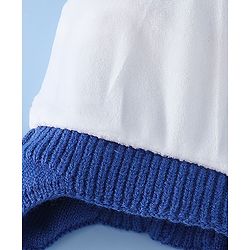 Babyhug Woollen Cap with Pom Pom & Knot with and Vehicle & Geometric Design Blue - Diameter 18.5 cm