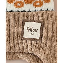 Babyhug Woollen Cap with Pom Pom & Knot with and Vehicle & Geometric Design Blue - Diameter 18.5 cm