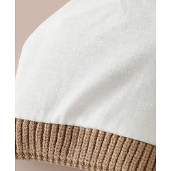 Babyhug Viscose Woollen Cap with Pom Pom and Penguin Polar Bear Print Khaki - Diameter 16.5 cm