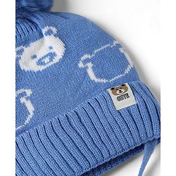 Babyhug Woollen Cap WIth Bear Design in Pink - Diameter 15 cm