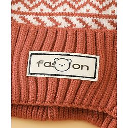 Babyhug Printed Woollen Cap Red - Diameter 16.5 cm