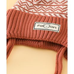 Babyhug Printed Woollen Cap Red - Diameter 16.5 cm