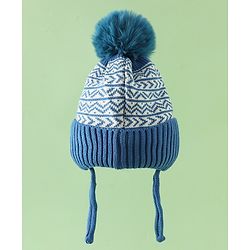 Babyhug Printed Woollen Cap Red - Diameter 16.5 cm