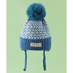 Babyhug Printed Woollen Cap Red - Diameter 16.5 cm