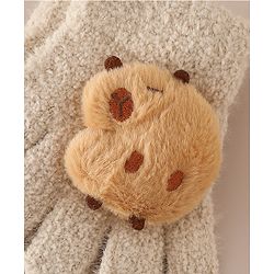 Babyhug Gloves with Bear Applique - Beige