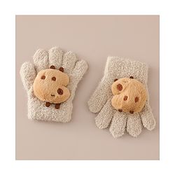 Babyhug Gloves with Bear Applique - Beige