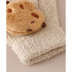 Babyhug Gloves with Bear Applique - Beige