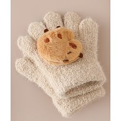 Babyhug Gloves with Bear Applique - Beige