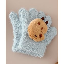 Babyhug Gloves with Bear Applique - Beige