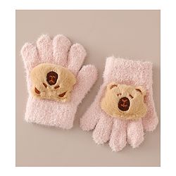 Babyhug Gloves with Bear Applique - Pink