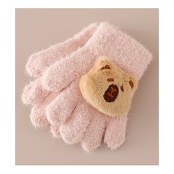 Babyhug Gloves with Bear Applique - Pink