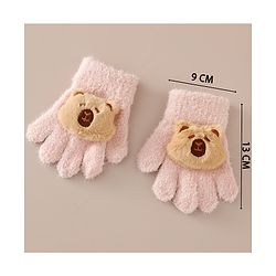 Babyhug Gloves with Bear Applique - Pink