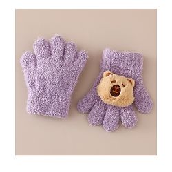 Babyhug Gloves with Bear Applique - Pink