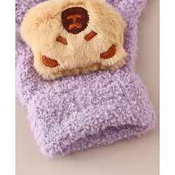 Babyhug Gloves with Bear Applique - Pink