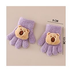 Babyhug Gloves with Bear Applique - Pink