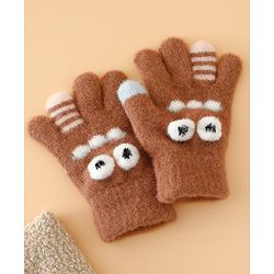 Babyhug Gloves with Applique - Brown