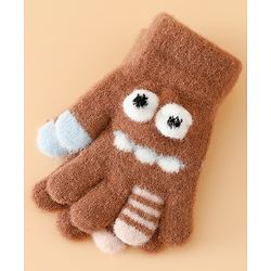 Babyhug Gloves with Applique - Brown