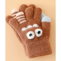 Babyhug Gloves with Applique - Brown