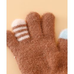 Babyhug Gloves with Applique - Brown