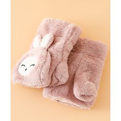 Babyhug Gloves with Rabbit Applique - Pink