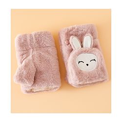 Babyhug Gloves with Rabbit Applique - Pink