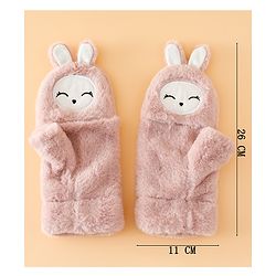 Babyhug Gloves with Rabbit Applique - Pink