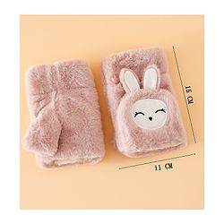 Babyhug Gloves with Rabbit Applique - Pink
