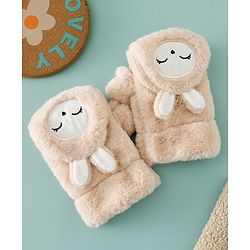 Babyhug Gloves with Rabbit Applique - Pink