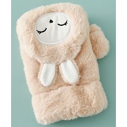 Babyhug Gloves with Rabbit Applique - Pink