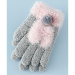 Babyhug Gloves with Pom Pom - Grey