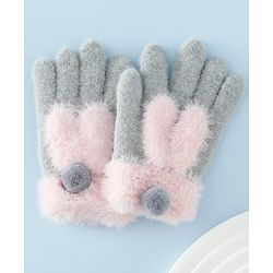 Babyhug Gloves with Pom Pom - Grey