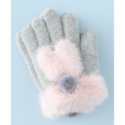 Babyhug Gloves with Pom Pom - Grey