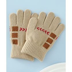 Babyhug Gloves with Box Design - Khaki