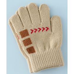 Babyhug Gloves with Box Design - Khaki