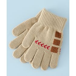 Babyhug Gloves with Box Design - Khaki