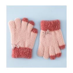 Babyhug Gloves With Bow Applique - PInk