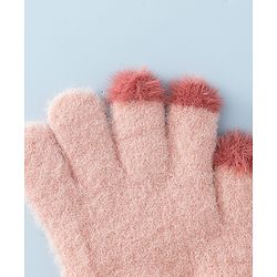 Babyhug Gloves With Bow Applique - PInk