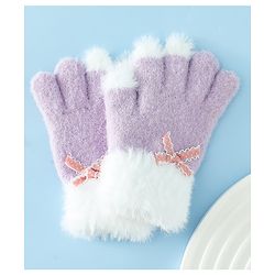 Babyhug Gloves With Bow Applique - PInk